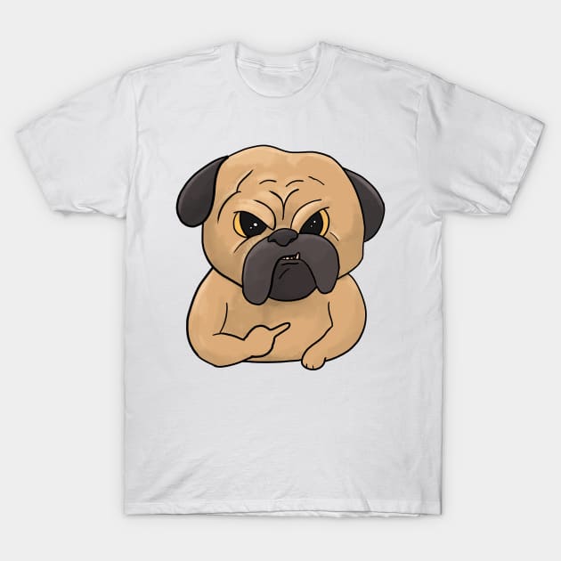 Grumpy Pug Dog Holding Middle Finger Boxer T-Shirt by Mesyo